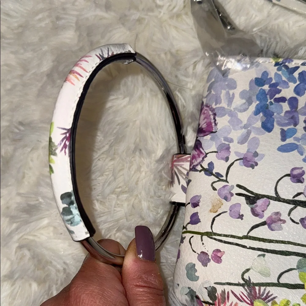 INC International Concepts White Floral Crossbody Wristlet with Ring